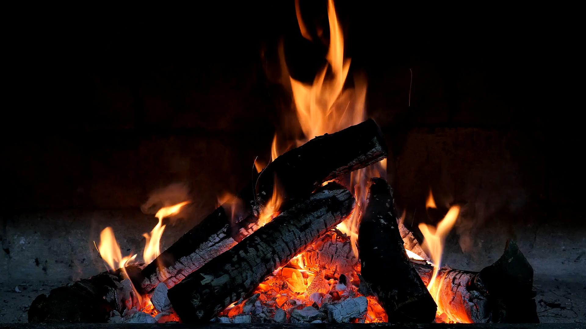 Flames i brases d’un foc de llenya